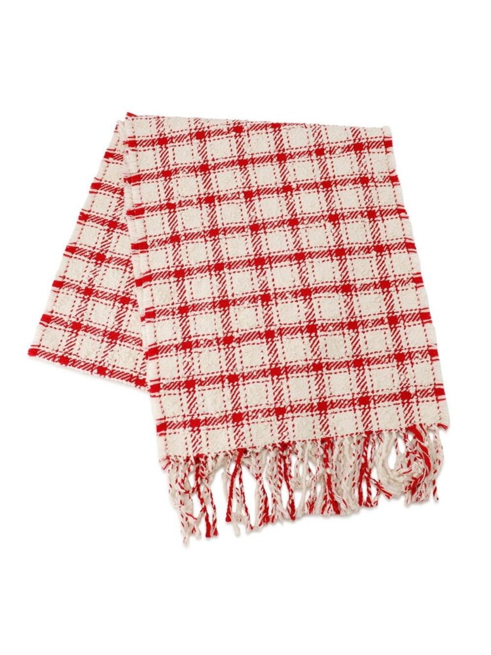 Chanel Shawl CC Logo Tweed Wool Scarf White